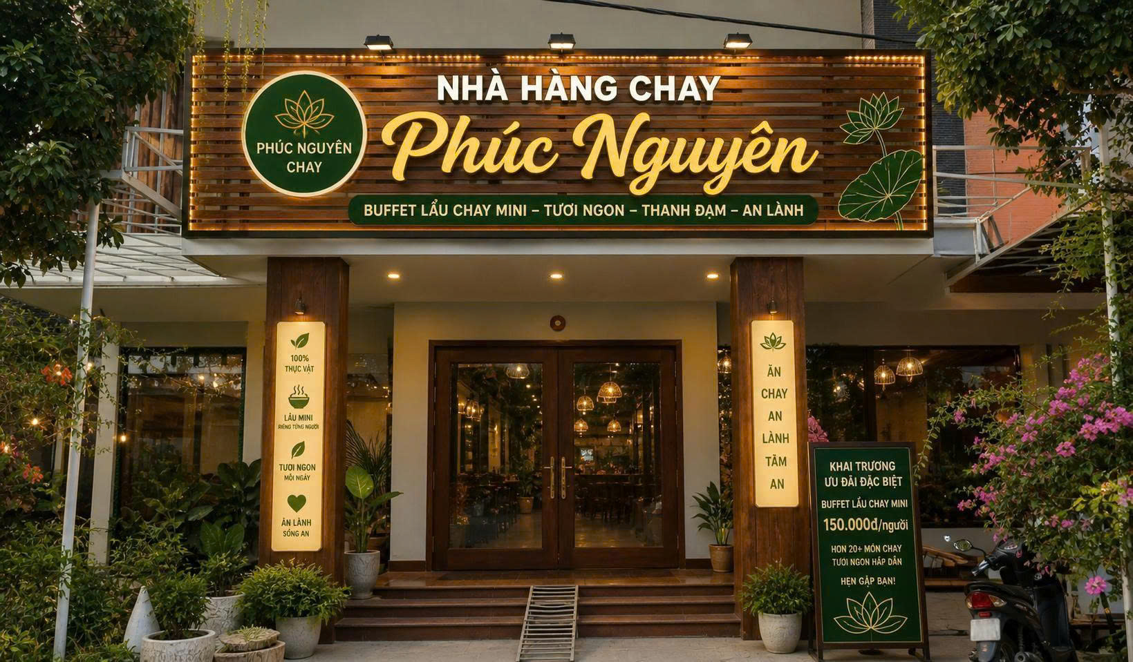 Không gian sảnh chính thanh tịnh Phúc Nguyên Chay